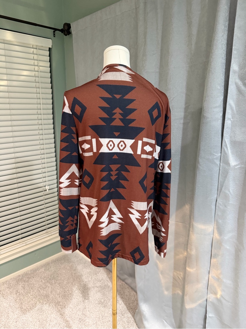 Brown Aztec Women's Cardigan Sweater - Picture 3 of 4